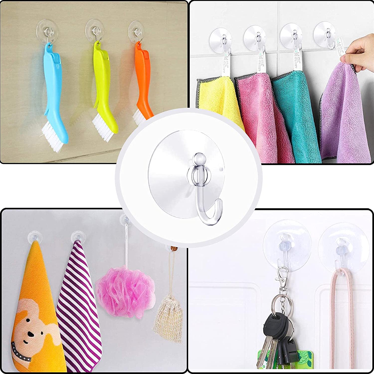 20pcs 30/40mm Suction Cup Hooks Strong Clear Sucker Hooks Towel Hanger for Fairy Christmas Lights Kitchen Bathroom Wall Window