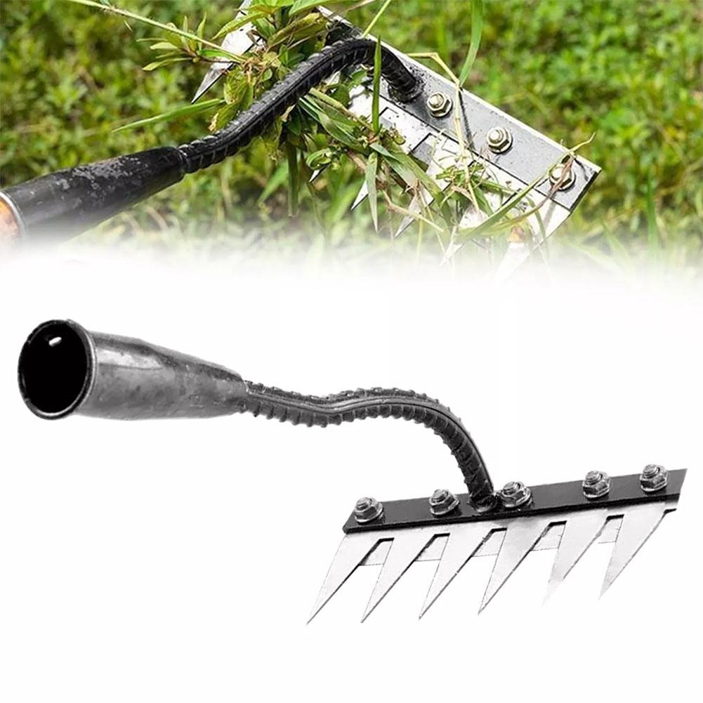 Râteau à main de jardin en acier au carbone, 5/6/7/8 dents, outil agricole, scarificateur de désherbage, herse à ongles agricole, herse en métal, outil de désherbage de jardin