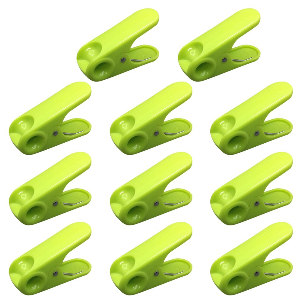 10Pcs Pinch Clamp ABS Clothespin Peg Food Sealing Clip Snack Bag Sealer for Home Kitchen Office (Sky-blue): Light Green