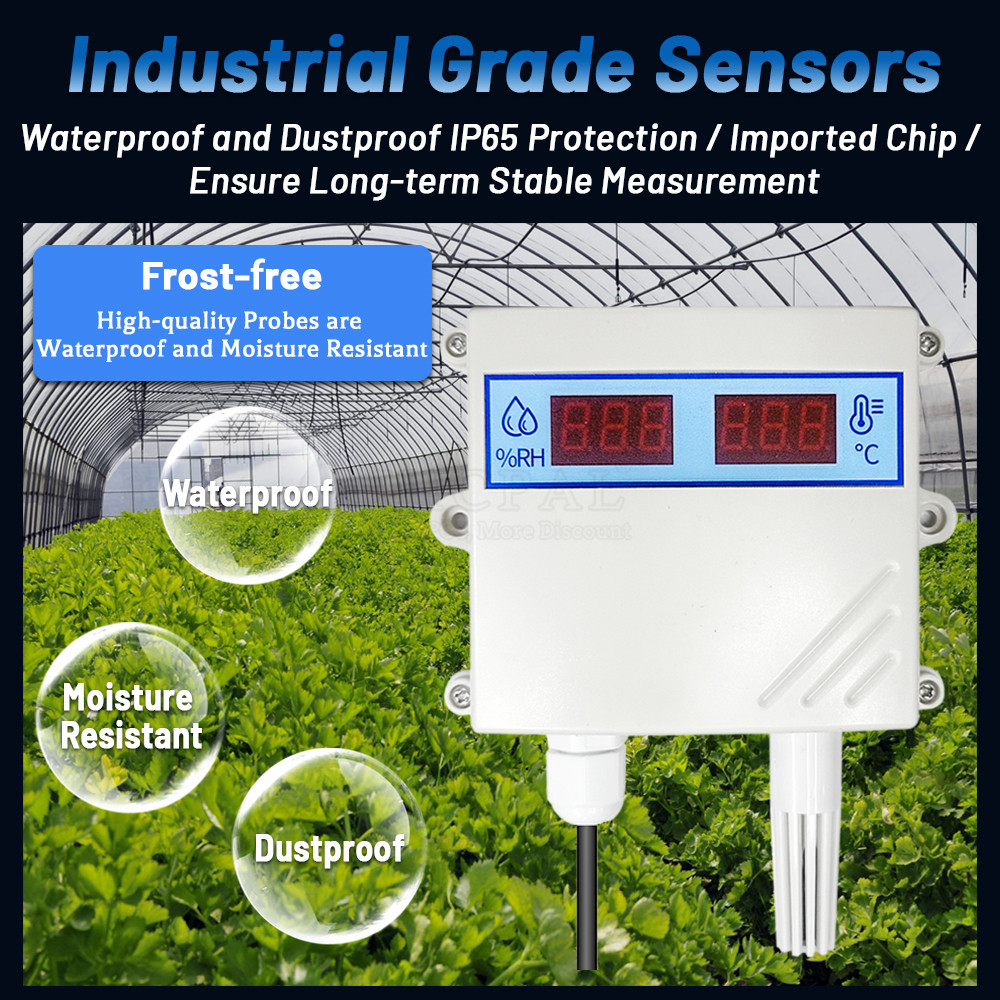 Sonda de Sensor de temperatura y humedad con transmisor de pantalla Digital, RS485, analógico, 0-5V, 0-10V, 4-20Ma, impermeable