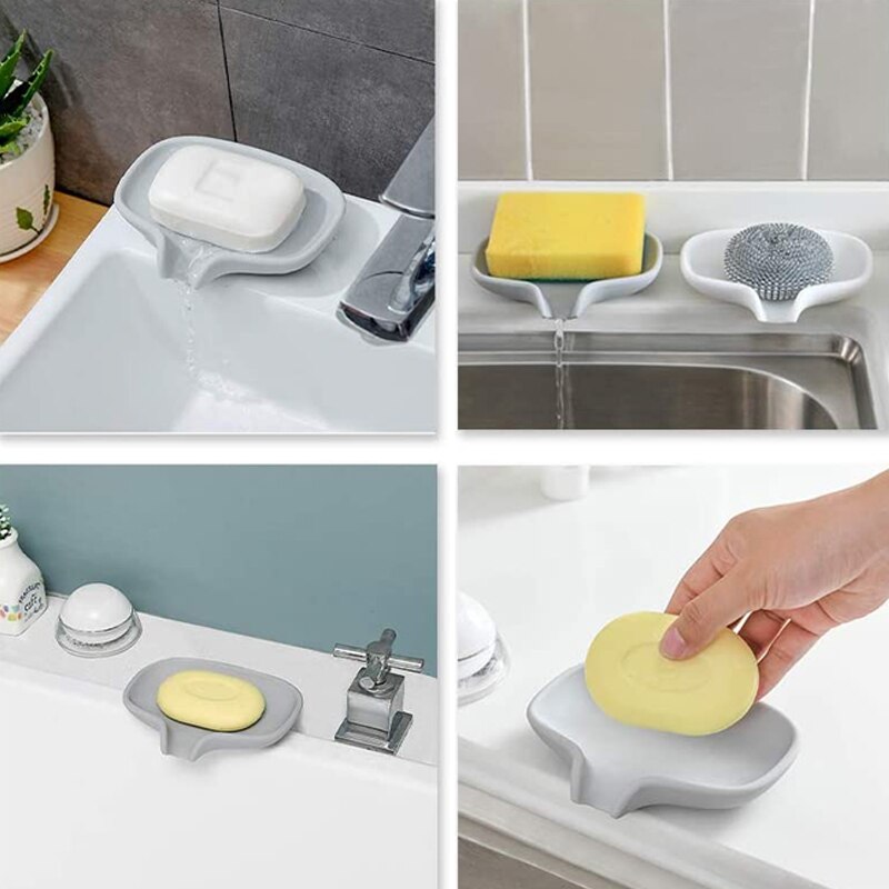 Siliconen Zeepbakje Met Afvoer Bar Zeep Houder Zelflozende Waterval Zeep Lade Voor Douche Badkamer