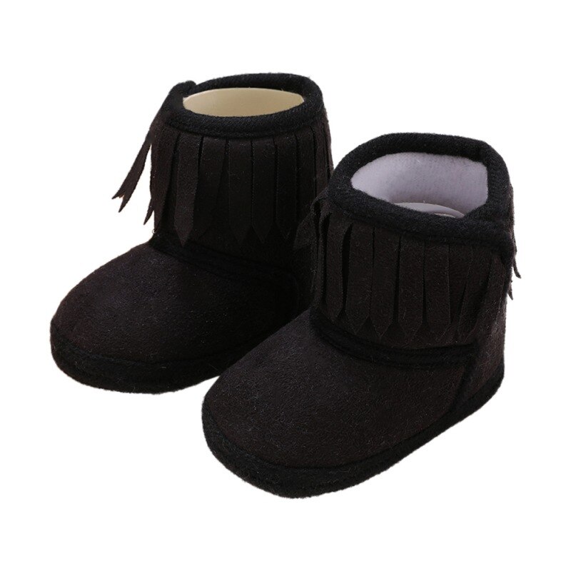Recién Nacido bebé invierno flecos botas Niña recién nacido Color sólido borla Fondo suave nuevas botas de algodón 0-18M: B / 13-18 meses