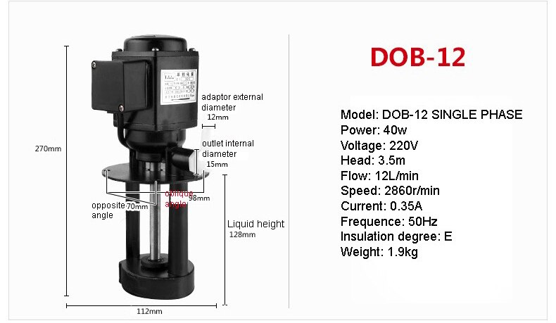 Hohe Effizienz Maschine Werkzeug Schleifer Pumpe Kühlmittel Pumpe Zirkulierende Öl Pumpe: DOB12 220V