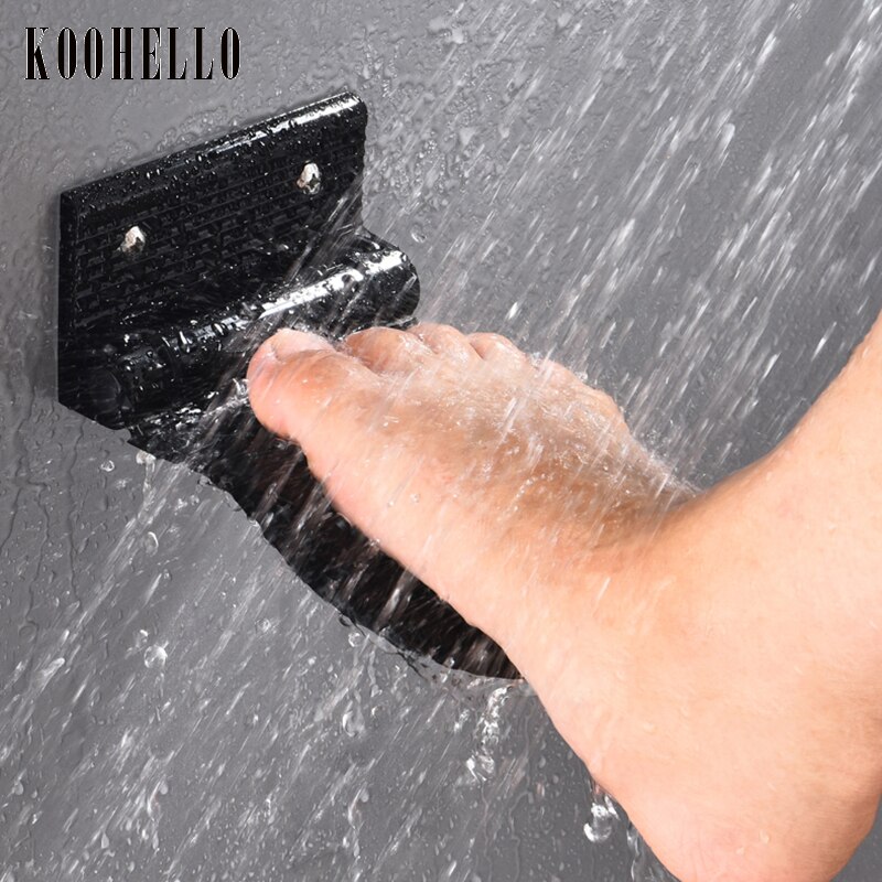 Foldable Bathroom foot pedals Shower Footstool Space Aluminium Black/Silver Wall Mounted Shower Foot Rest Pedestal Hardware