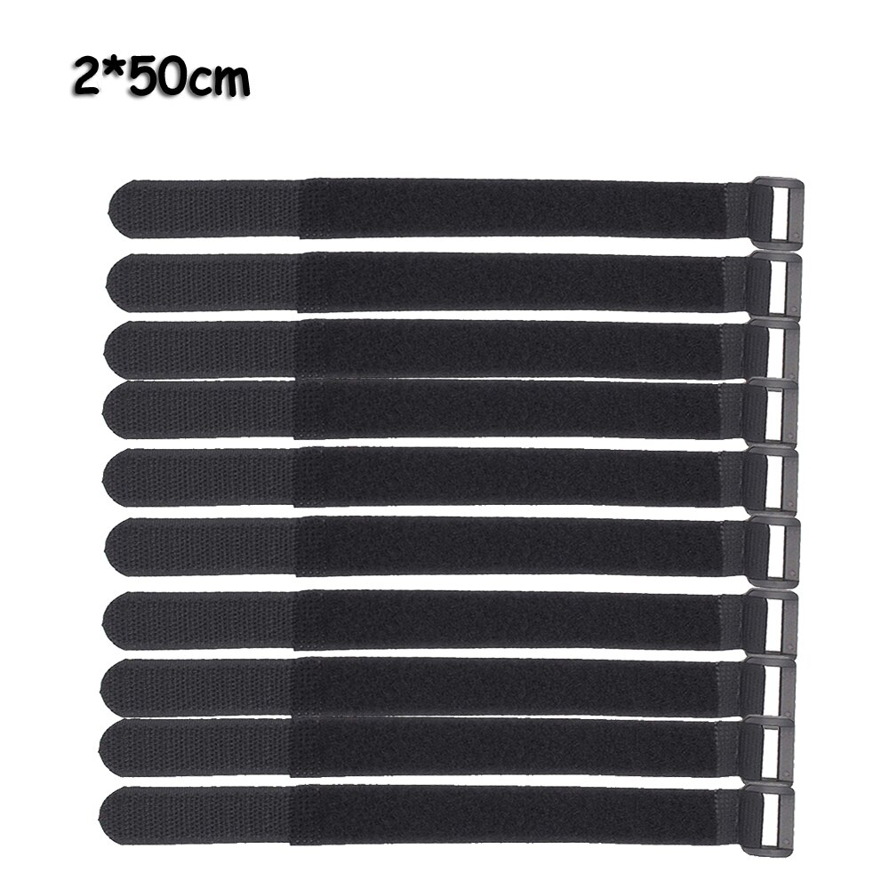 10Pcs 2*50Cm Nylon Haak Lus Zelfklevende Band Kabelbinders Herbruikbare Bevestiging Bike Tie Multil Purpose Fiets Tool: Type1 black