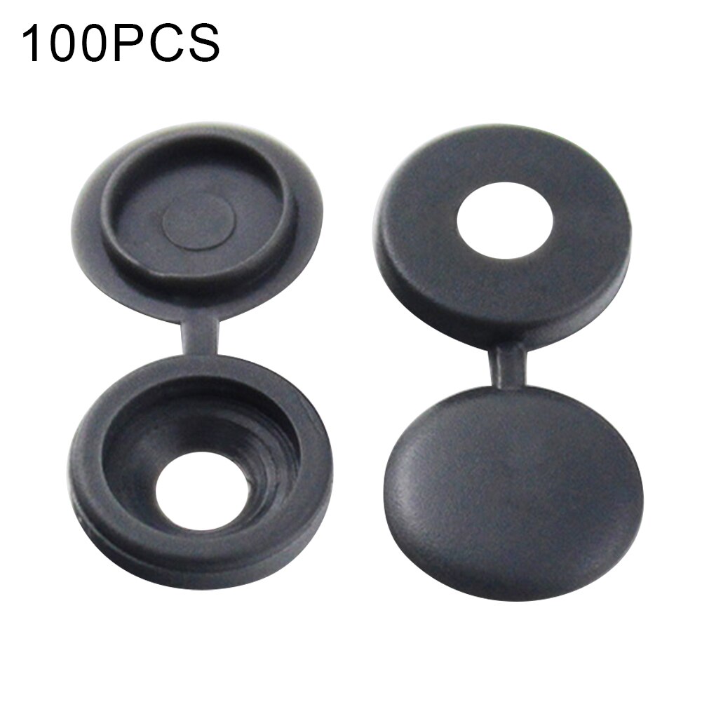 500/100Pcs Plastic Hinged Screw Cover Caps Washer Flip Tops Multiple Colour for Furniture Hardware FEA889: dark grey / 100Pcs