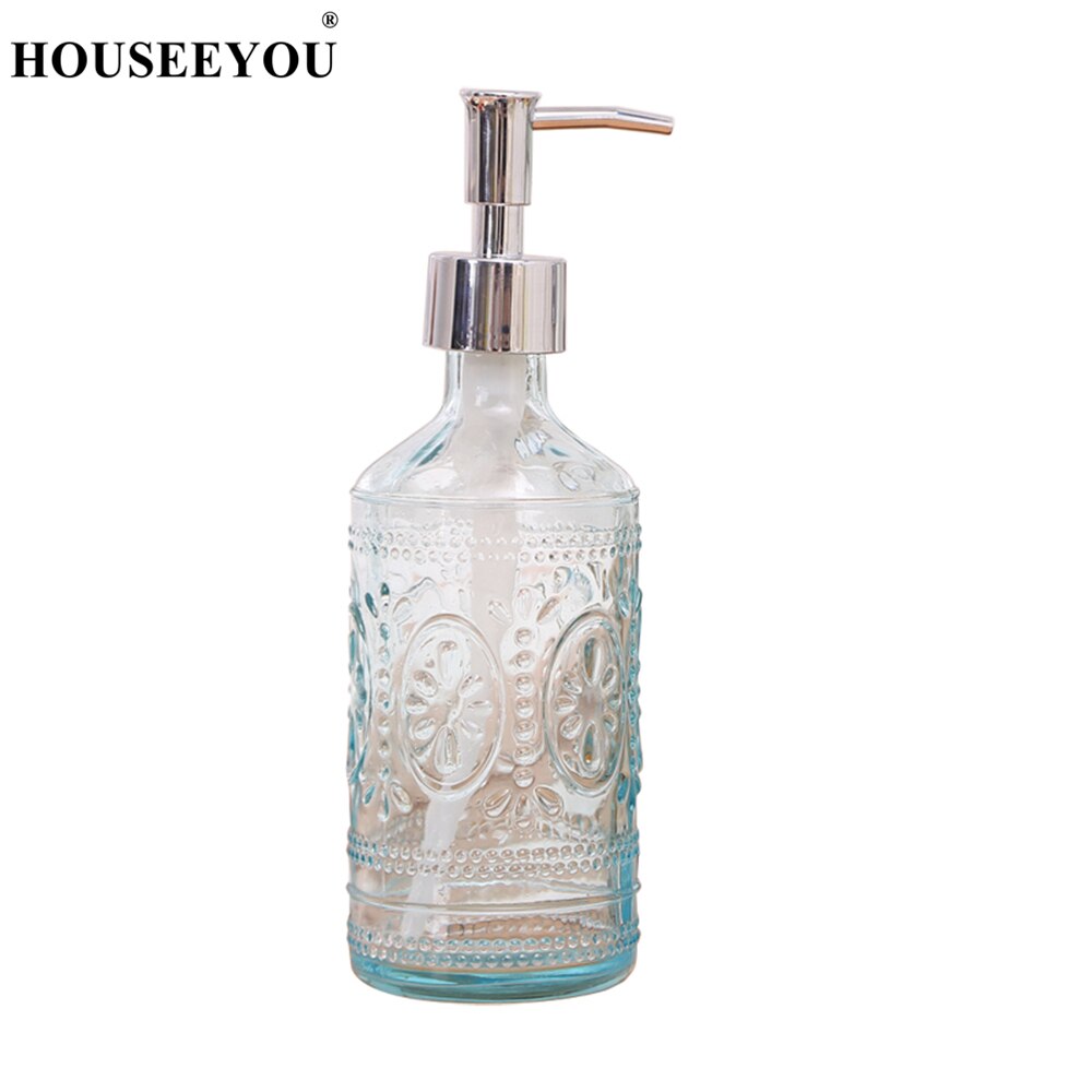 European Style Glass Hand Sanitizer Bottle Lotion Bottles Bath Shower Gel Shampoo Press Liquid Soap Dispenser Bathroom Supplies