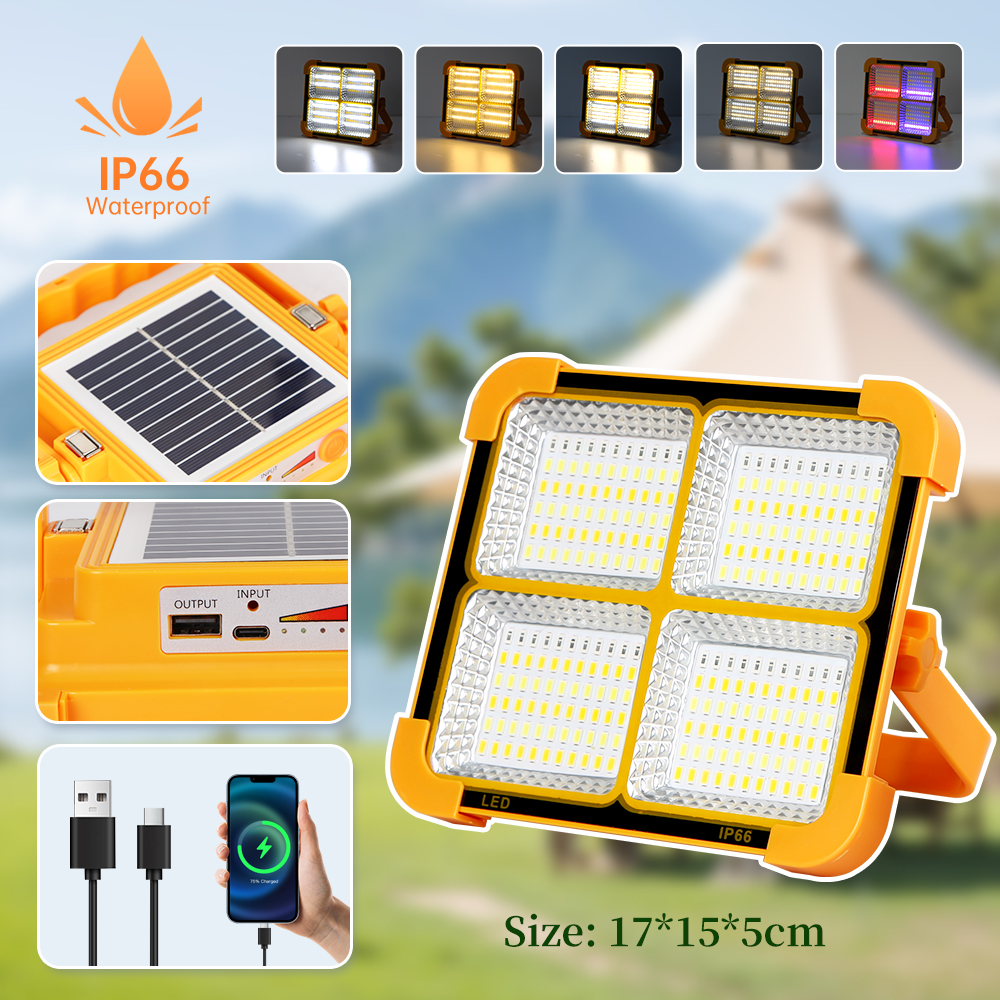 Luz Solar portátil para exteriores, lámpara LED de emergencia recargable con puerto USB, linterna de luz Solar, luces de Camping para viajes y caminatas en Parkside: Soleado amarillo