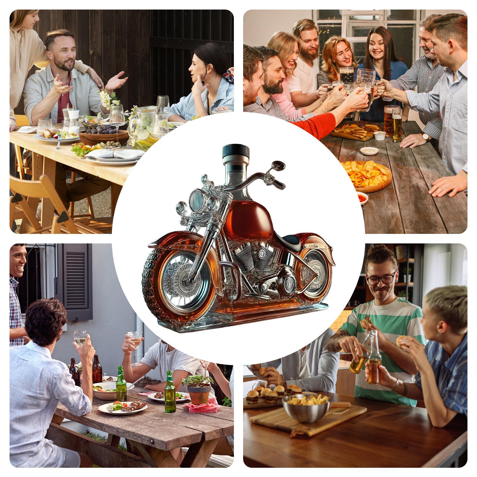 Nowy, zabawny karafka w kształcie motocykla, kieliszek robić Whisky, unikalna, śmieszna, kreatywna karafka w stylu klasyczny na wino, idealna robić baru, jadalni, dla miłośników motocykli.