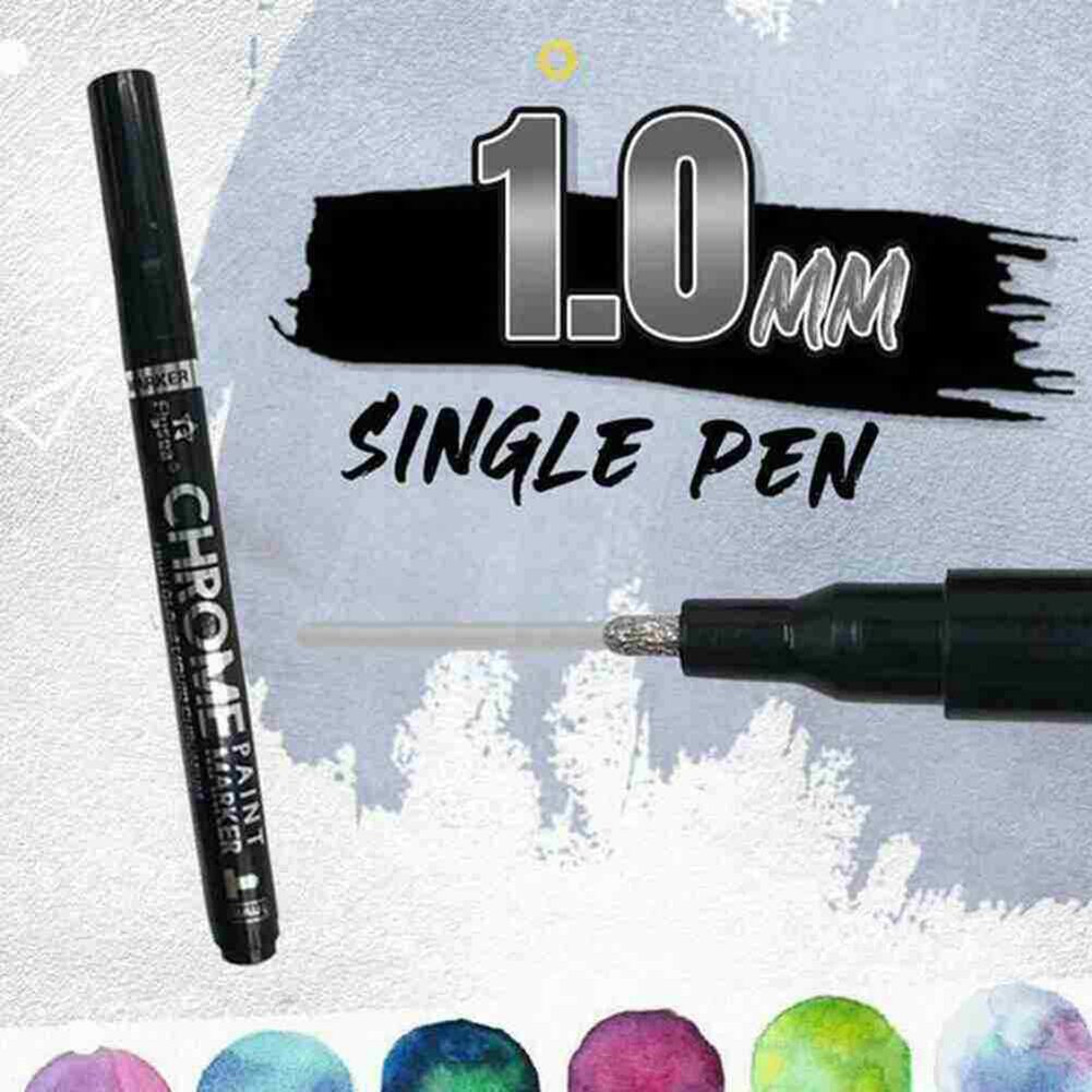 Flydende spejl krom markør permanent kunst markør maling pen voksen børn maleri kalligrafi graffiti tilbehør værktøj: 1.0mm