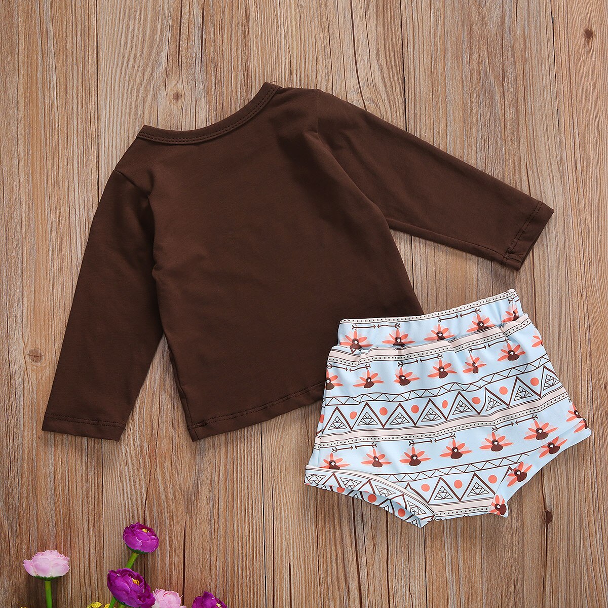 Focusnorm Thanksgiving Baby Jongen Meisje Kleding Sets Lange Mouw Turkije Print T-shirt Tops Shorts Bottom 2Pcs Set