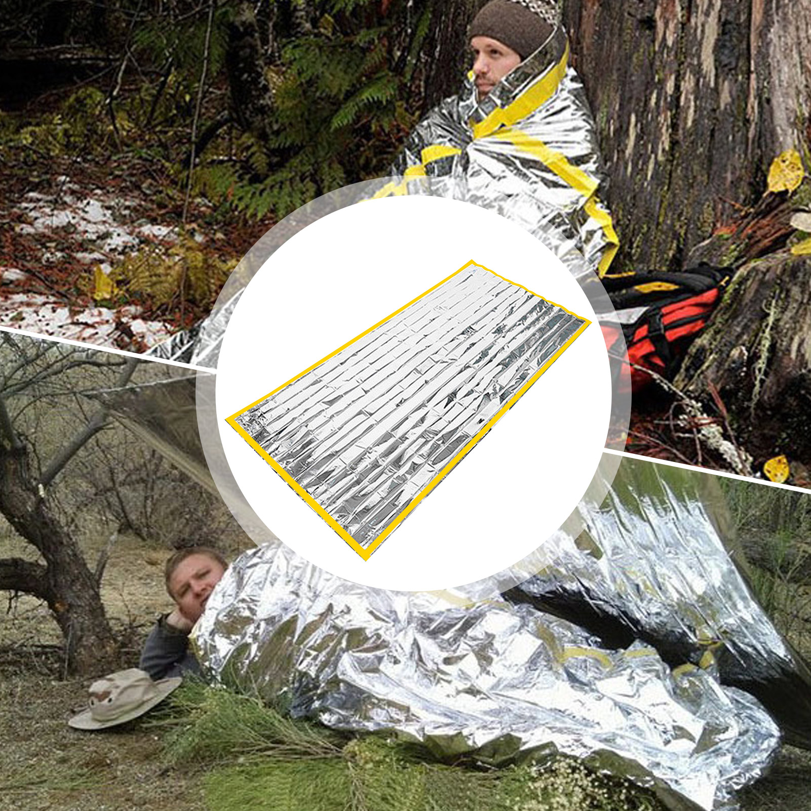 Emergency Sleeping Bag Mylar Emergency Blanket Waterproof Lightweight Mylar Portable Nylon Sack For Camping Hiking Outdoor