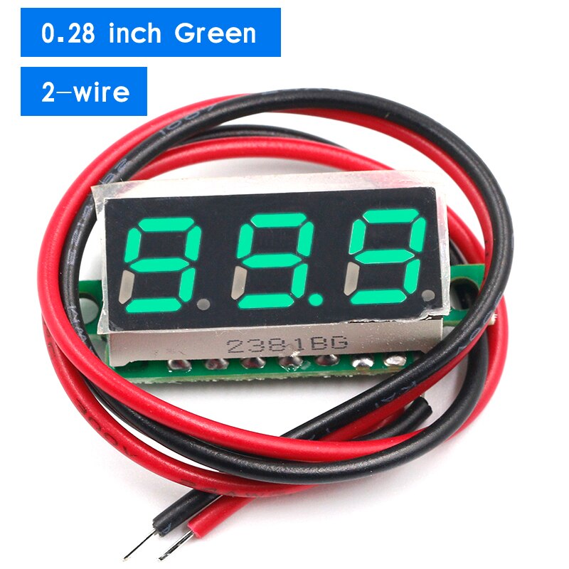 Three line precision DC digital voltmeter head LED digital voltmeter DC4.5V-30V 0.28 Inch Mini Digital Voltmeter 0-100V: 2-line green