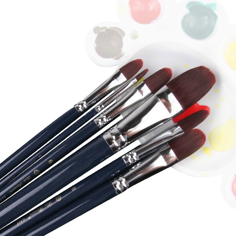 6 st/set finkonstnär nylon hårfärg pensel silverpläterad koppar tub konst penslar för att rita gouache oljemålning pensel konst