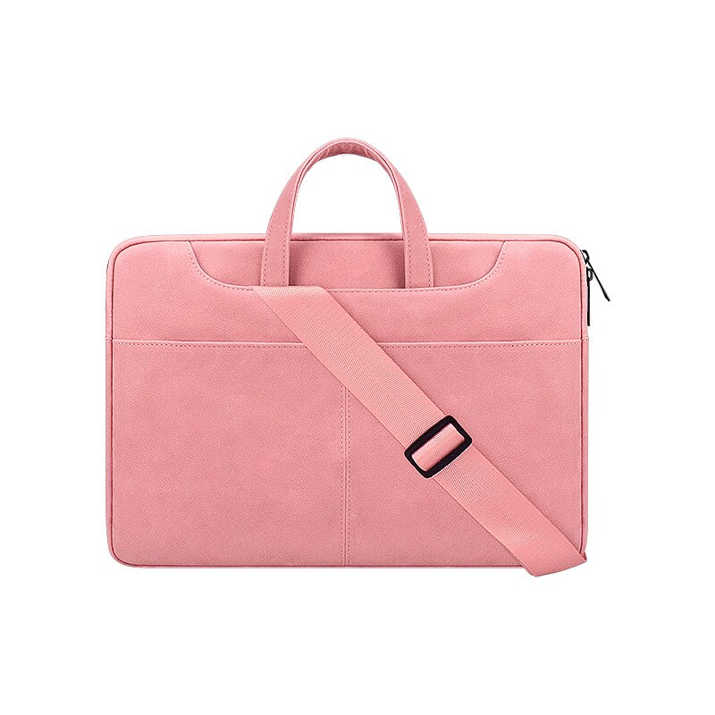 Zachte Rits 14Inch Laptop Tas Waterdichte Beschermhoes Unisex Casual Reizen Schoudertassen Computer Notebook Handtas Aktetas: Roze