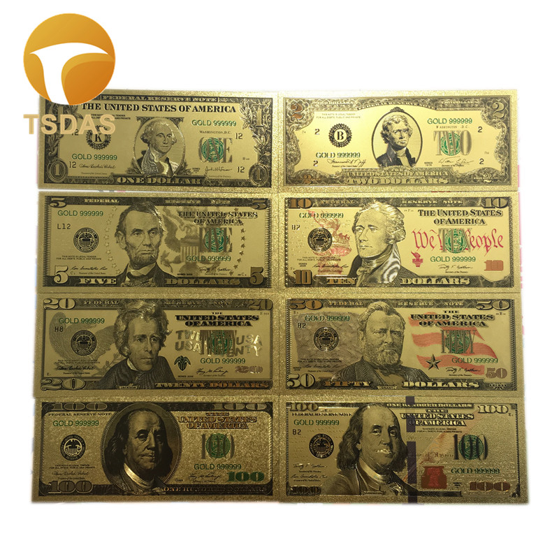 Alle typer amerikanske pengesedler dollar guld seddel  in 24k guldbelagt til indsamling