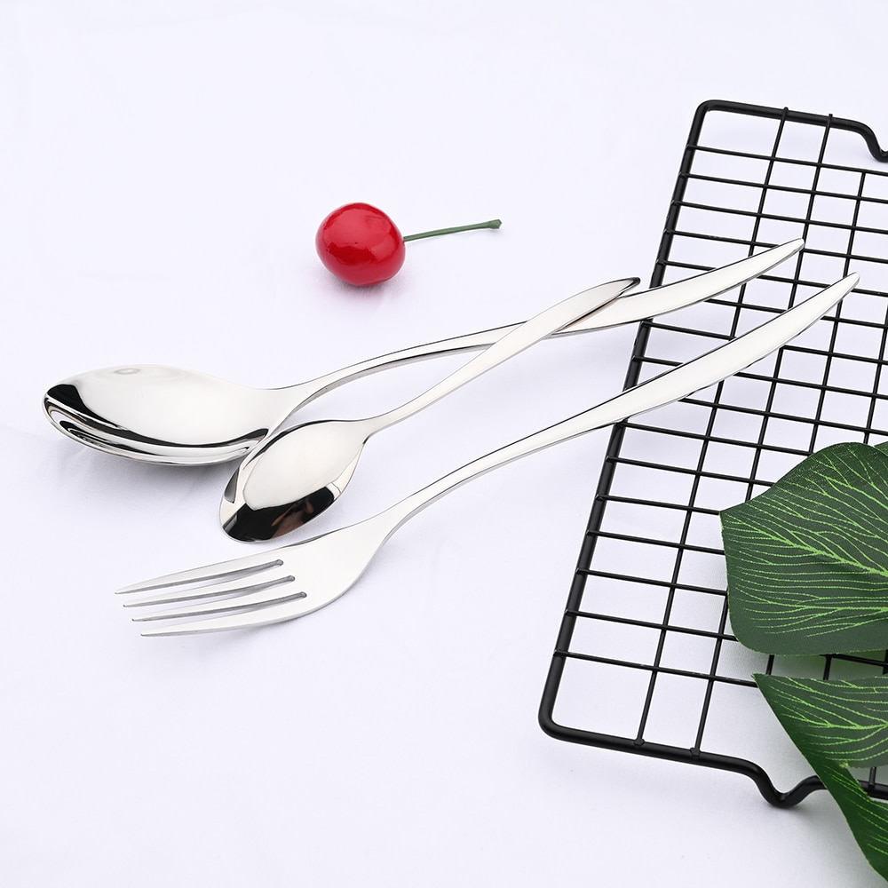 Mirror Silver Cutlery Dinnerware Set Tableware Flatware Set 304 Stainless Steel Kitchen Knife Fork Spoon