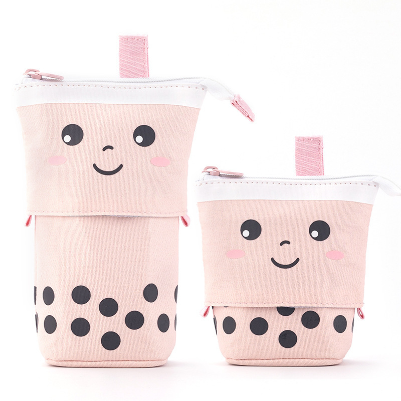 Estuche para lápices, portalápices de puntos, tela de lona, material escolar estacionario coreano, organizador de regla para niños, bolsa de , caja de pie para transformador: Transparente