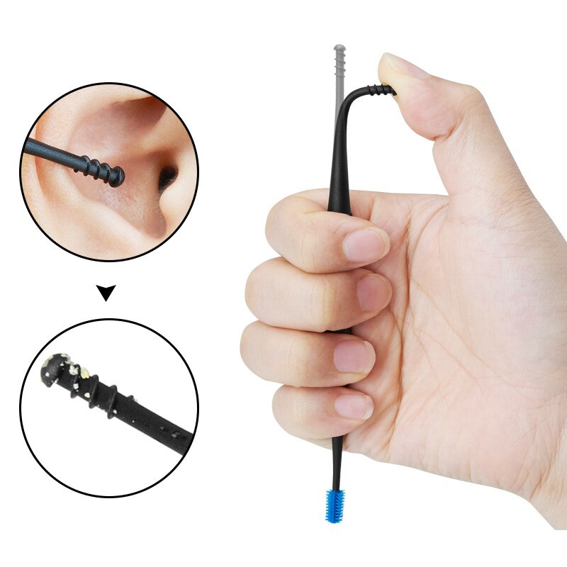 Zachte Siliconen Earpick Wax Ear Remover Oor Curette Pick Double-End Oor Schoner Lepel Spiraal Oor schoon Care Tools