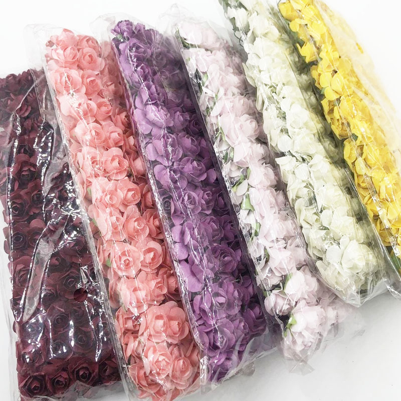 144 pieces 2 cm Mini foam Rose Artificial flower bouquet wedding decoration DIY