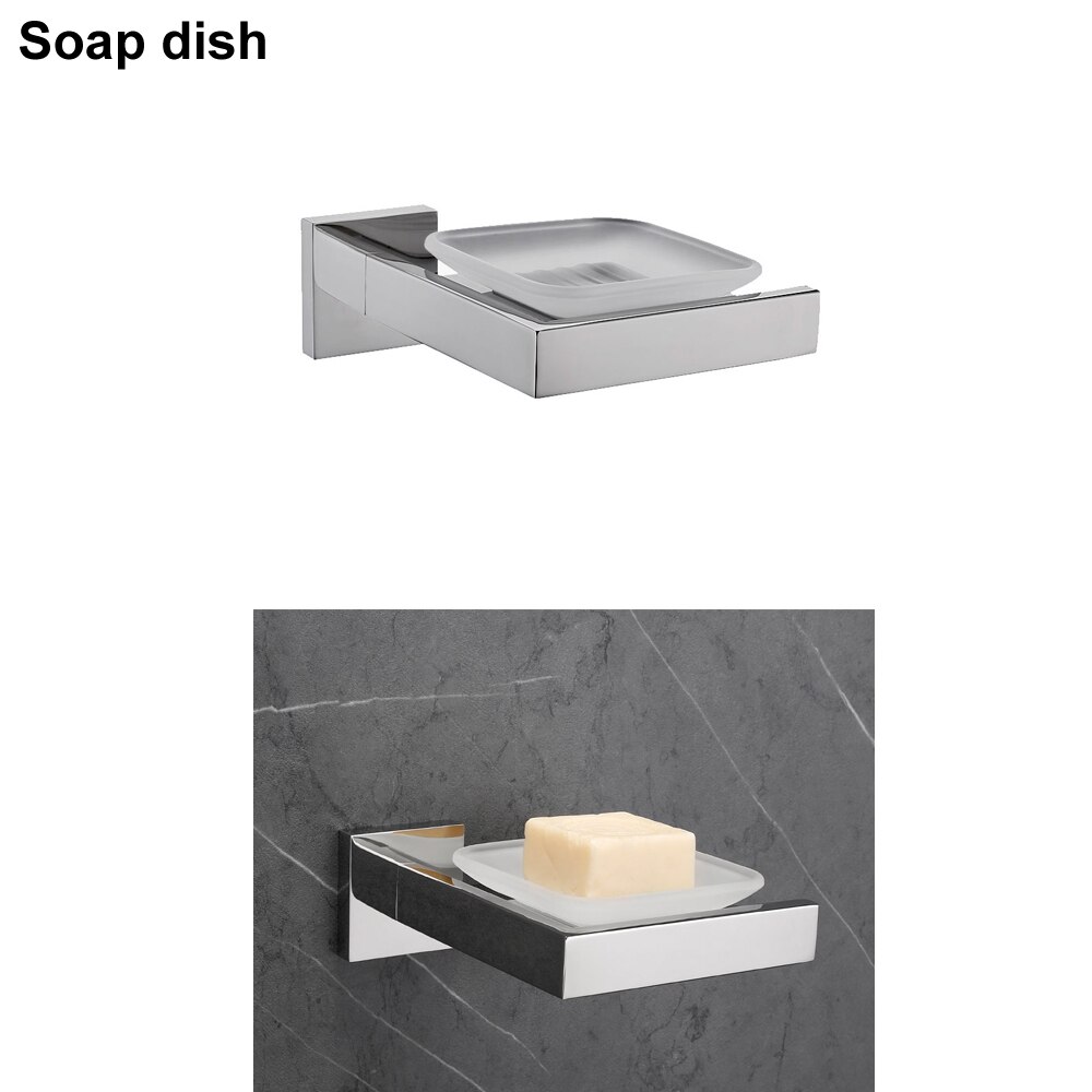 SUS 304 Stainless Steel Bathroom Hardware Set Chrome Polished Toothbrush Holder Paper Holder Towel Bar Hook Bathroom Accessories: Soap Dish