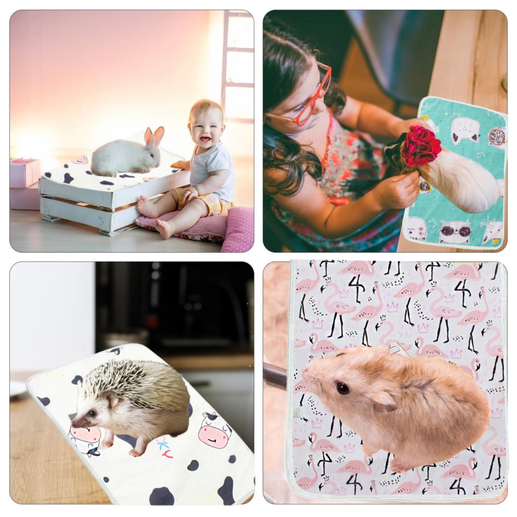 3Pcs Easy Clean Rabbit Guinea Pig Fleece Cage Liners Absorbent Guinea Pig Pee Pad Washable and Reusable Hedgehog Pee Pads