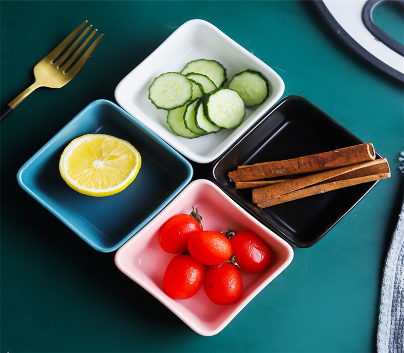 Keramik Kleine Quadratischen Schüssel Mini Schüssel Multi-Farbe Nachtisch Soße Essig Dishs Porzellan Abendessen setzt Geschirr Tablett Küche Zeug