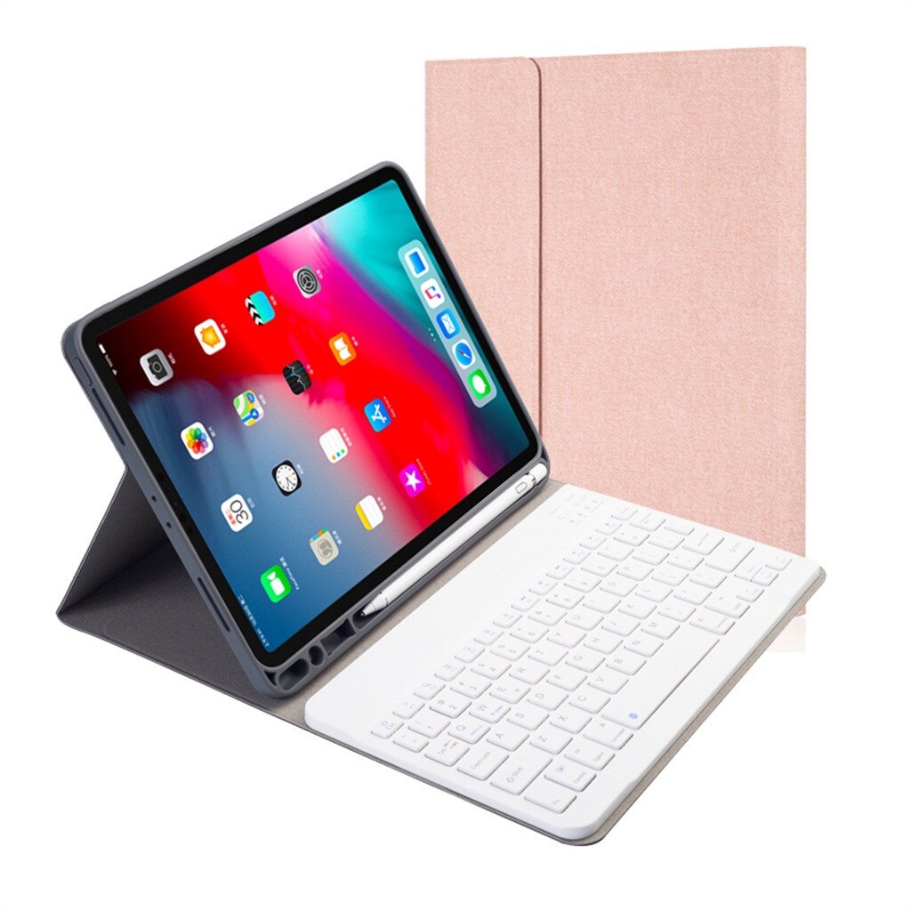 Keyboard Case for iPad Pro 11 inch Support for Apple Pencil Charging Detachable plastic Bluetooth keyboard case: Pink