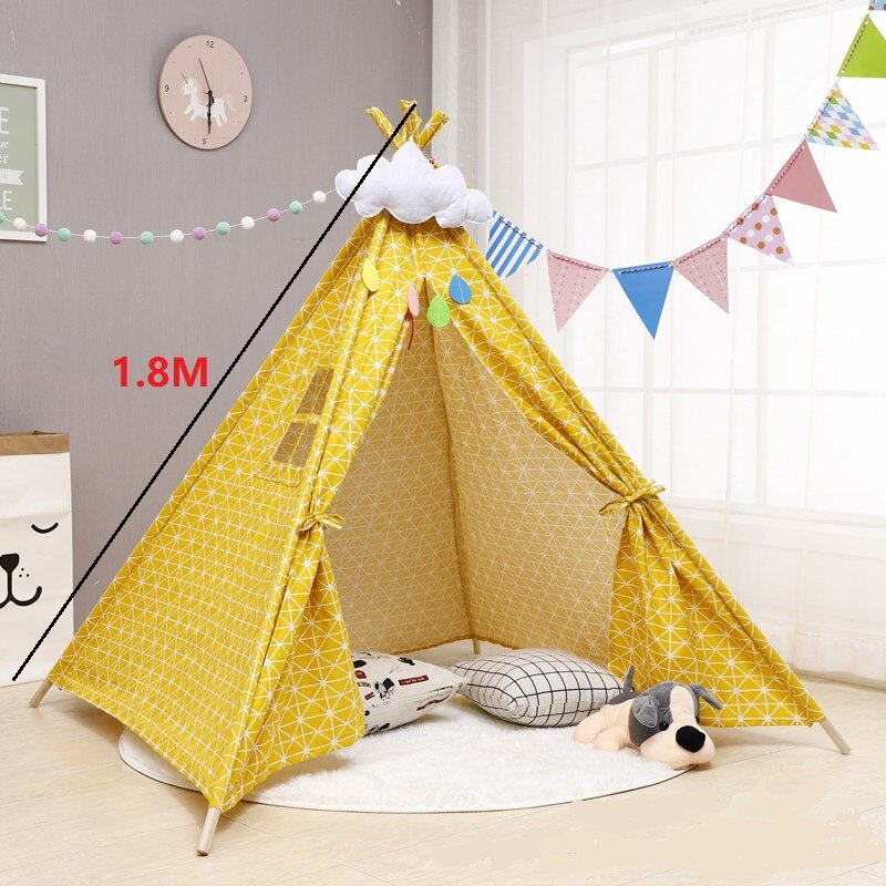 Children's Tent Kids Portable Tent Indoor Lawn Tent Toy Space Cartoon Castle Tent: YELLOW 1.8M