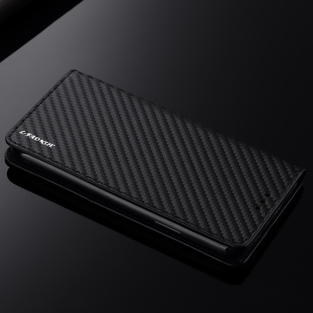 LLZ. Funda para teléfono con tapa de fibra de carbono para Huawei P30 Pro P20 Lite P10 P9 P8 P Smart Mate 20 10 Funda de cuero tipo cartera: For P8 Lite 2017