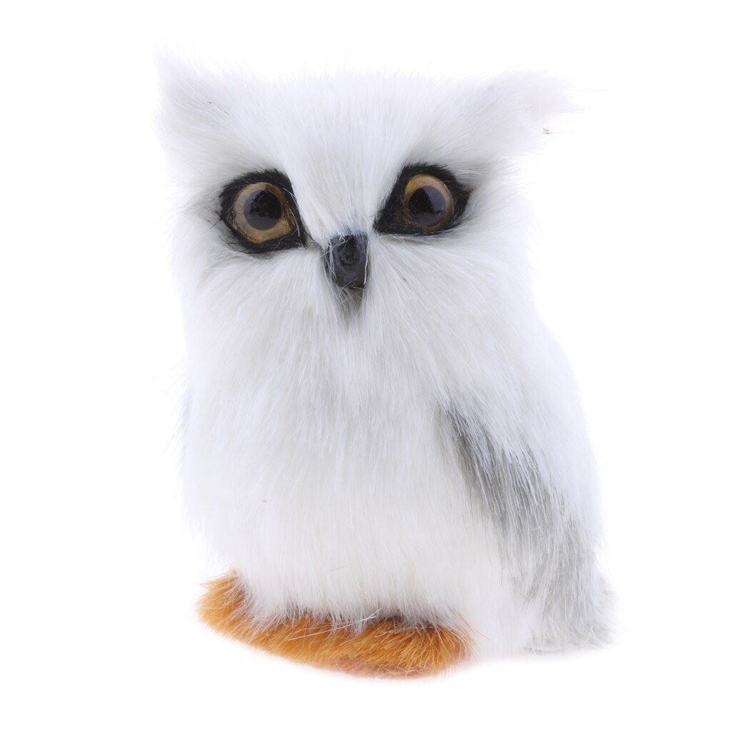 Artificial Feathered Owl Christmas Ornament Decor Adornment Simulation White