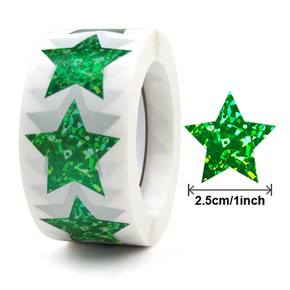 500pcs Glitter Star Stickers for Kids Reward Foil Star Adhesives Labels for Student Behavior Planner School Classroom Supplies: light green