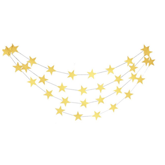 Guirlandes en forme d&#39;étoile de 4M, 2 pièces, banderole en papier doré, fournitures de décoration pour fête d&#39;anniversaire, mariage, fête prénatale