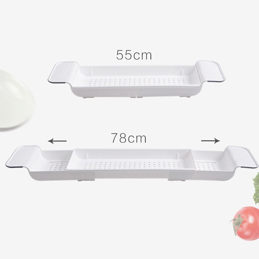 Retractable Bathtub Storage Rack Bath Tray Shelf Plastic Kitchen Drain Rack Multifunction Towel Organizer Shelf Bathroom Tools