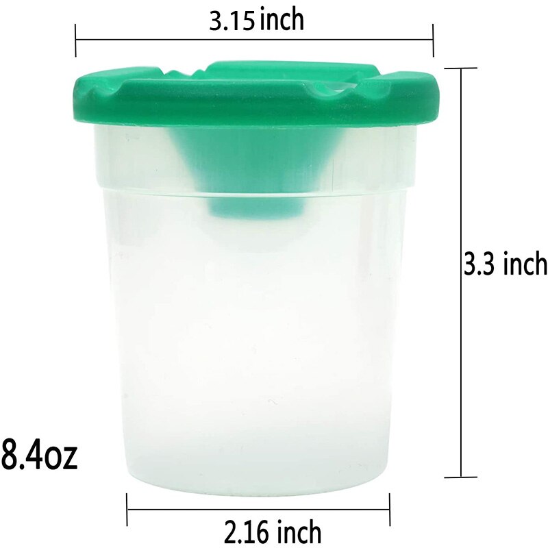 Lot de 12 pots de peinture anti-déversement pour enfants de 3.3 pouces de hauteur avec couvercles colorés et ensemble de 12 pinceaux ronds