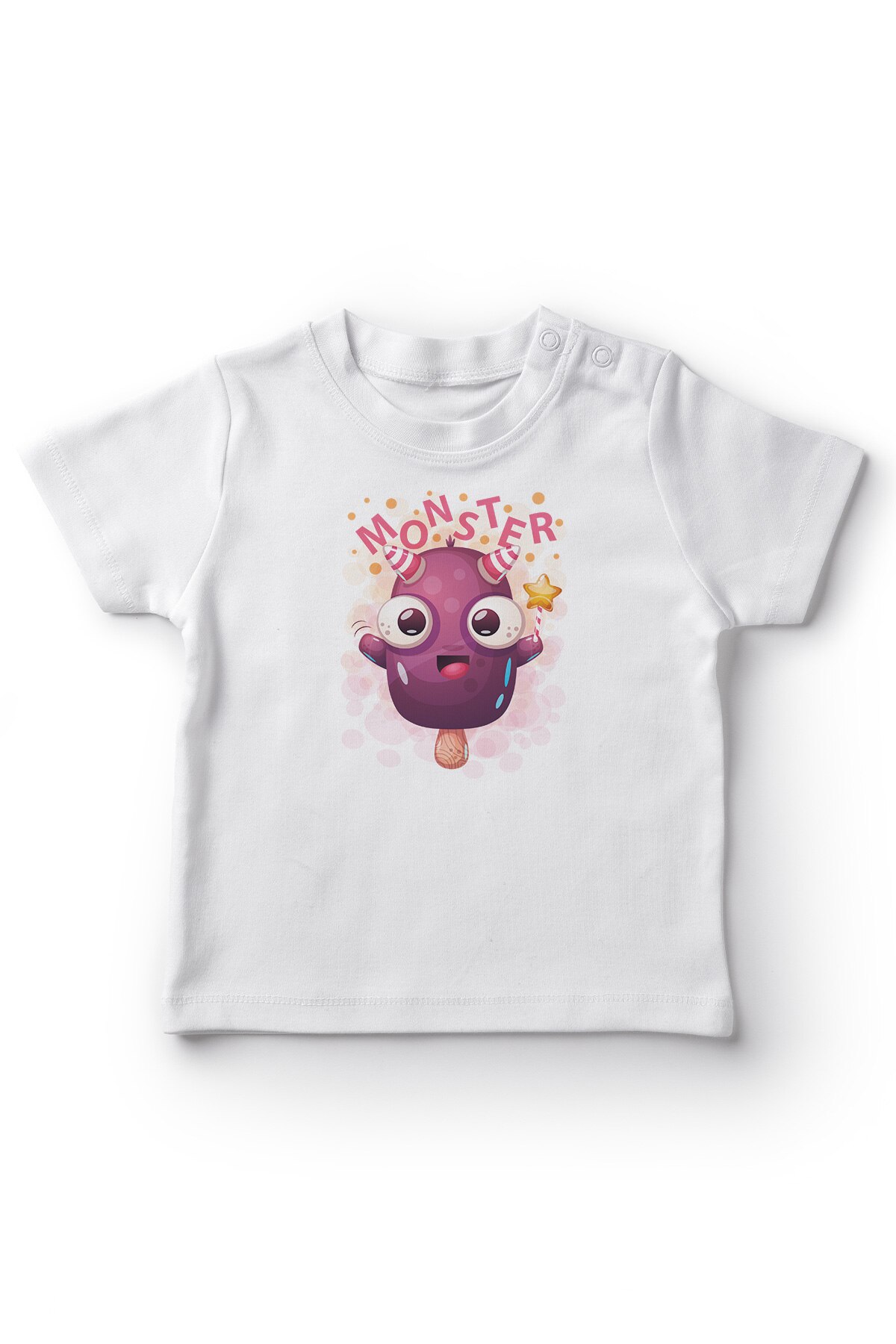 Angemiel baby ijs met monster meisjes baby t-shirt wit