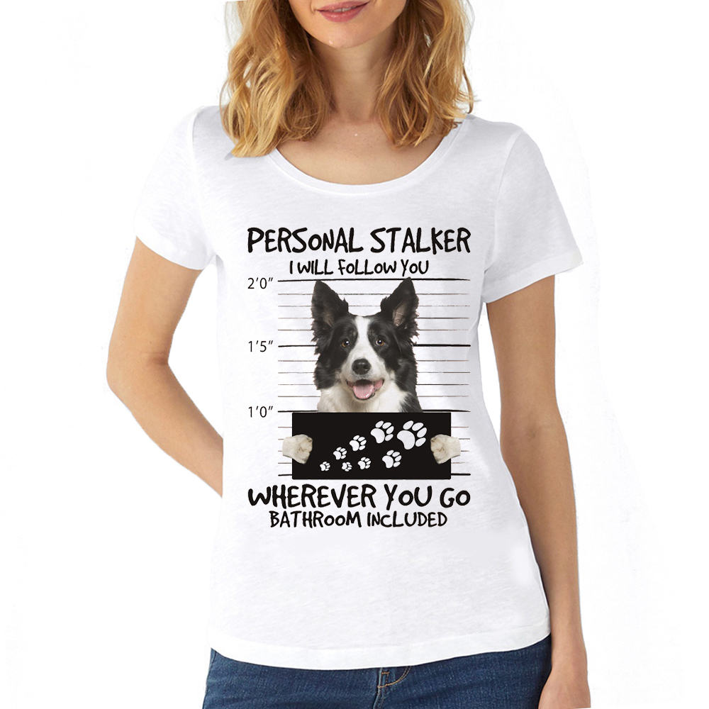 Border collie/australsk hyrdehund elsker essentiel t-shirt med print til kvinder, hvid t-shirt med kawaii-motiv, harajuku-t-shirts: L / Hvid