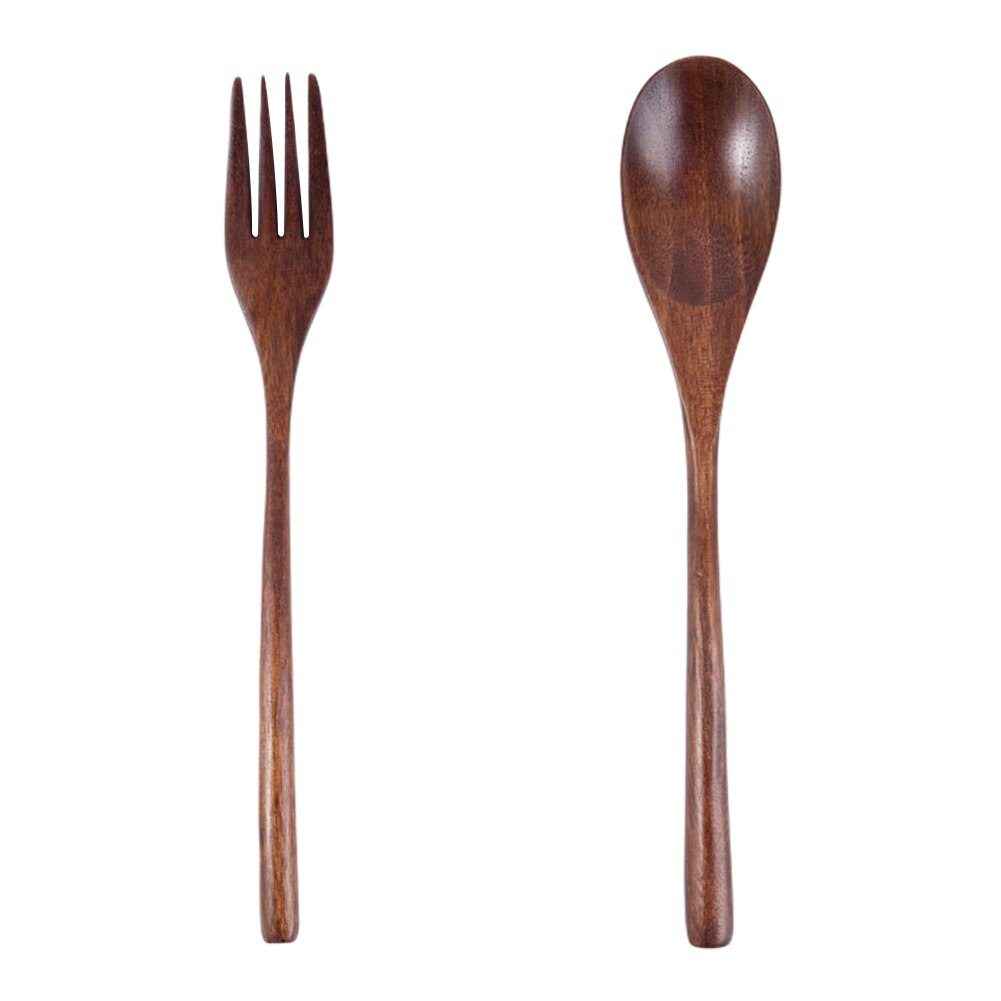 Chinese Tableware Set Wooden Spoon Fork Chopsticks Portable Easy to Clean Travel Dinnerware Suit: A2