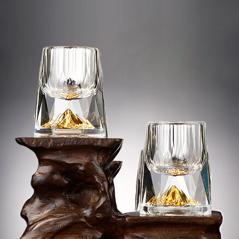Shot Glasses For Vodka Glass Crystal Glass Gold Foil Home Wine Set Double Glass Wine Cup For Japan Style Home Bar Liquor Cups