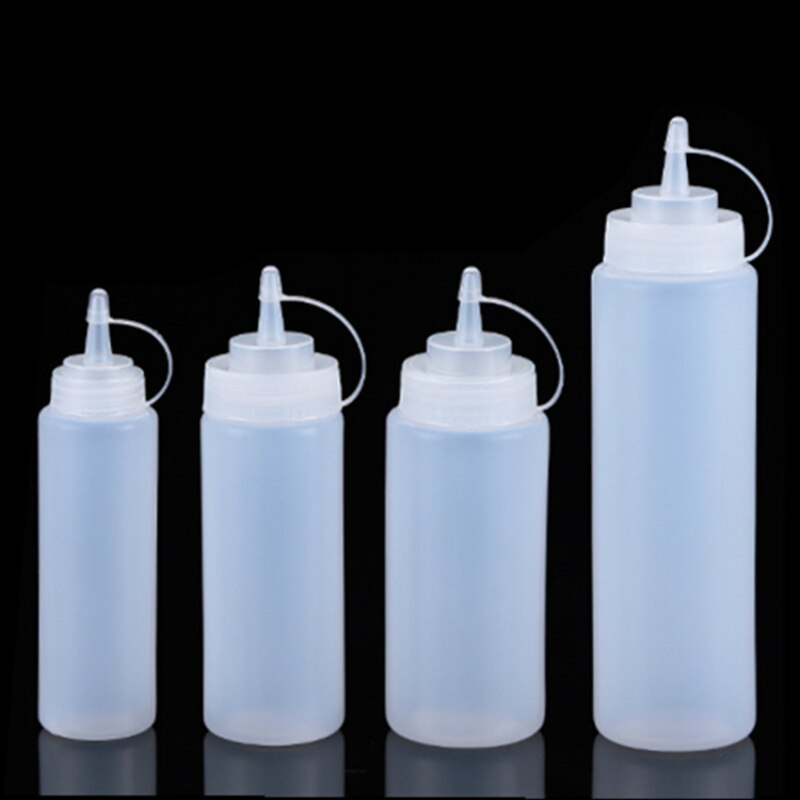 1Pcs 12Oz 16Oz 24Oz Keuken Plastic Squeeze Bottle Dispenser 8Oz Voor Saus Azijn olie Ketchup: WHITE / 12 Ounce