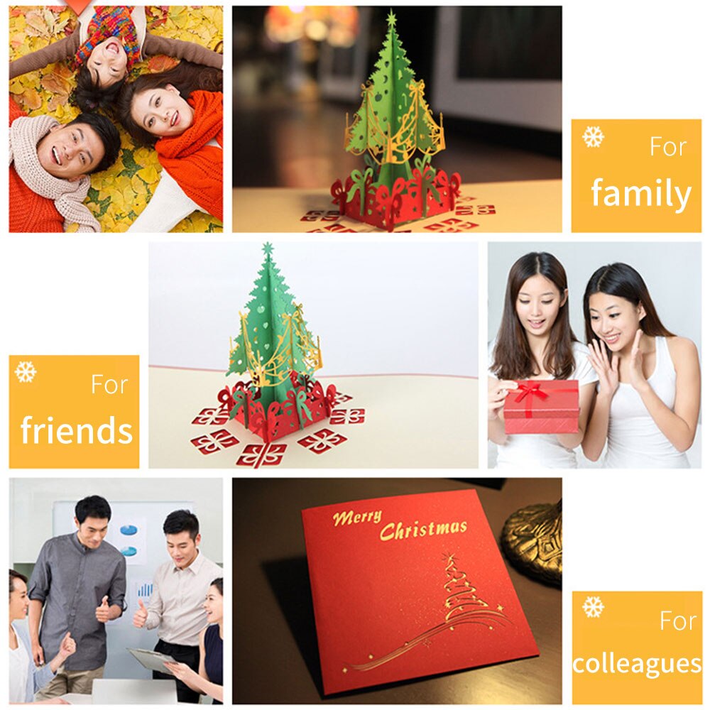 Christmas Cards Greeting Cards 3D Christmas-Tree Post Card For Christmas Greeting Card Happy Year 1Pc