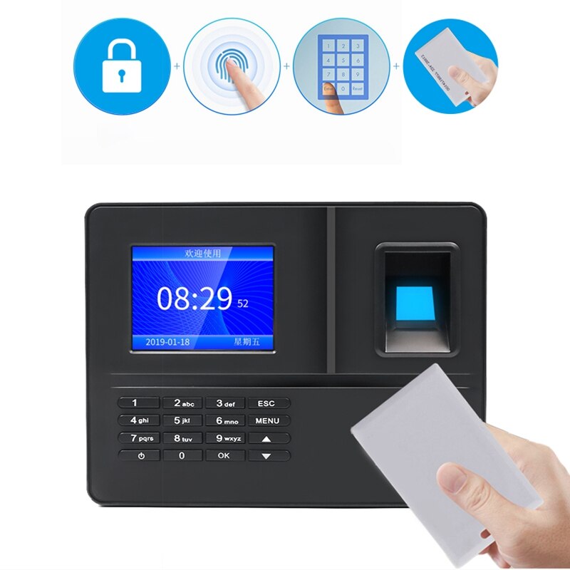 -F30 Attendance Machine ligent Biological Fingerprint Password Attendance Machine Employee Sign-In Recorder(EU Plug)