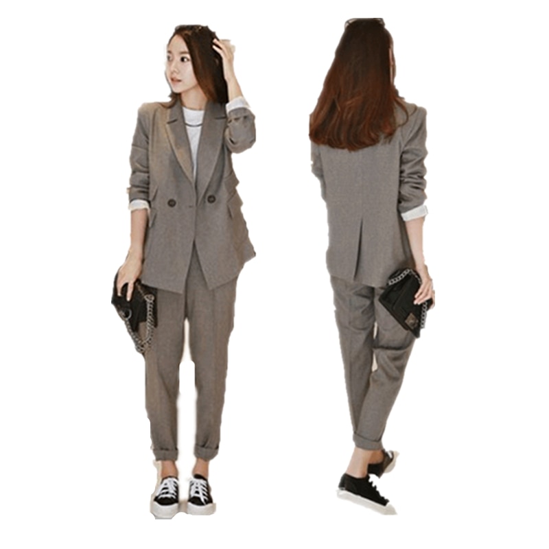 woman 2 piece black Pant Suits Formal Ladies Office OL Uniform Designs Women Business Work Wear Jacket with Trousers Set