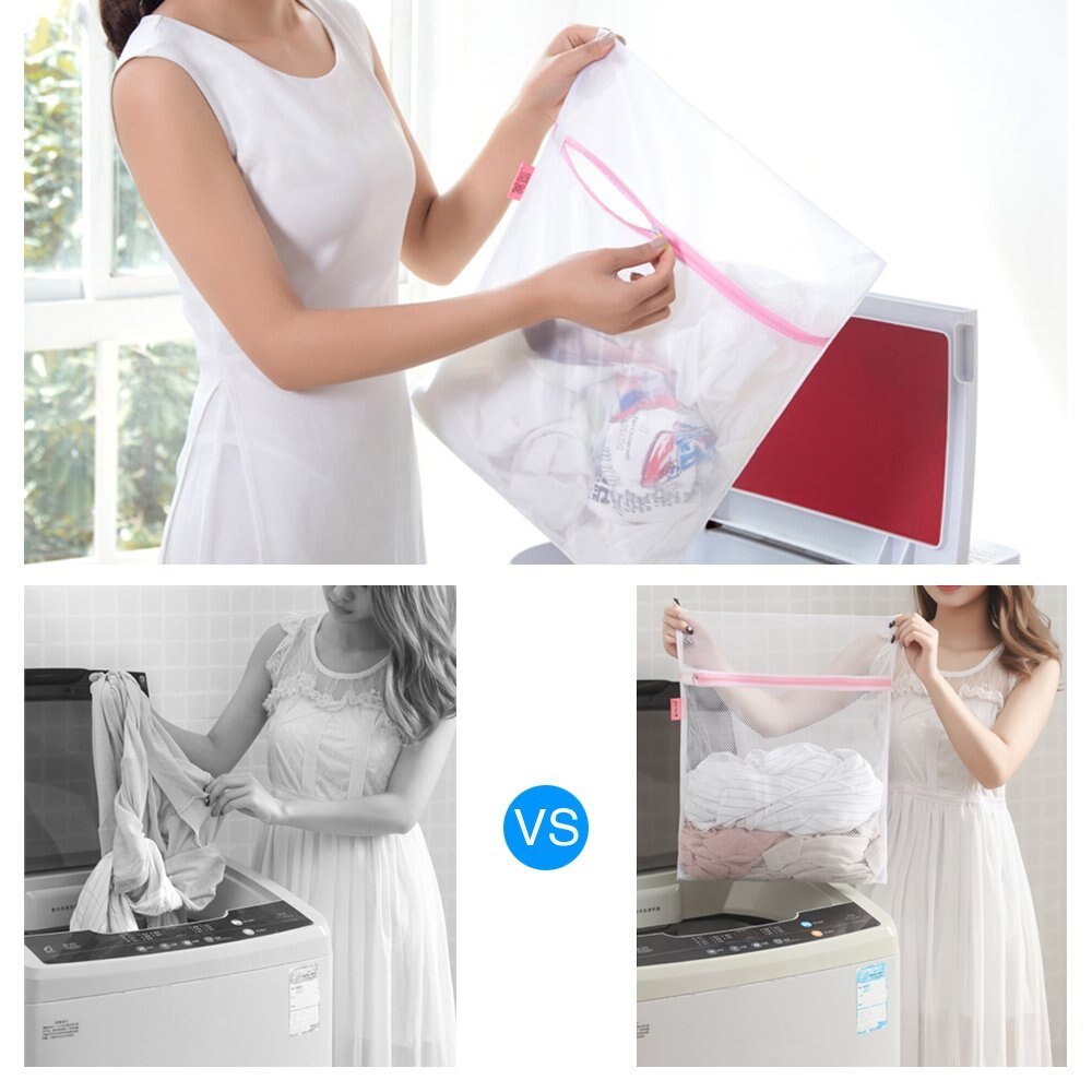 Lynlås foldbar nylon vaskepose sokker undertøj tøj vaskemaskine beskyttelse net mesh poser vaske poser