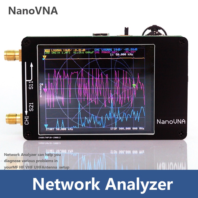 NanoVNA 50 KHz-900 MHz Vector Netwerk Analyzer Digitale Aanraken Screen Kortegolf MF HF VHF UHF Antenne Analyzer Staande wave