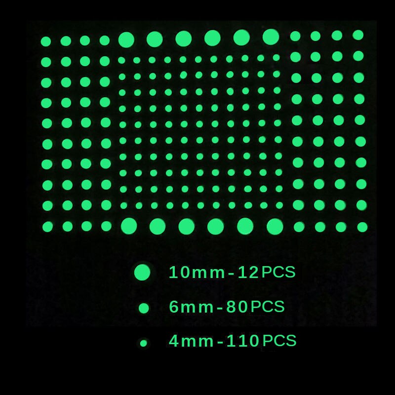 3D Bubble Luminous Stars Moon Dots Wall Sticker for kids room bedroom home decoration Glow in the dark DIY combination Stickers: Round green