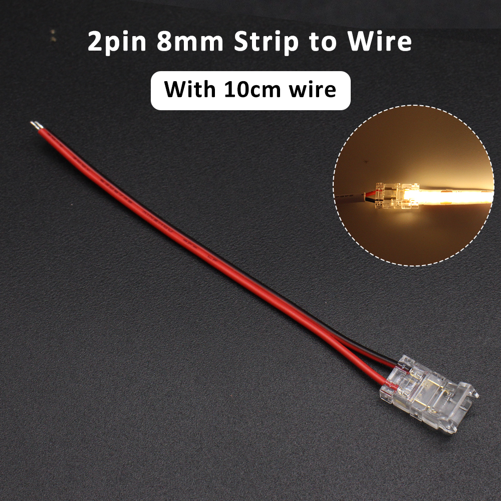 Conector de tira LED COB de 2 pines, 3 pines, 4 pines, Terminal de cable de extensión, conectores LED para luces de cinta flexibles RGB CCT COB de 5mm, 8mm y 10mm