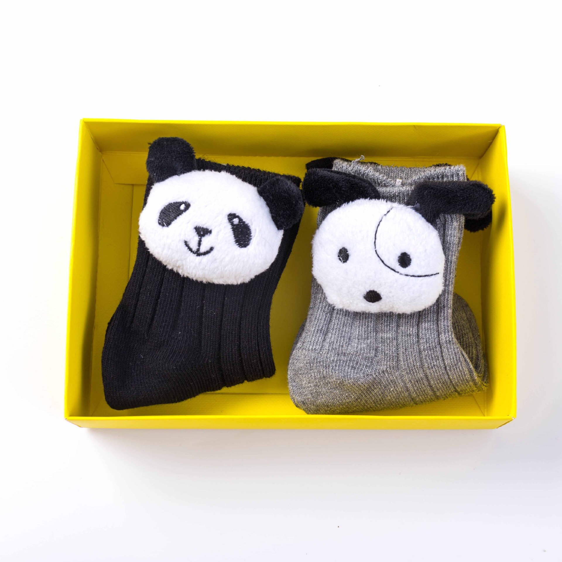 2 paar/set baby katoenen sokken kartonnen doos boutique poppensokken dubbel gekamde baby meisjessokken 0-4t: D / Ik (2-4t)