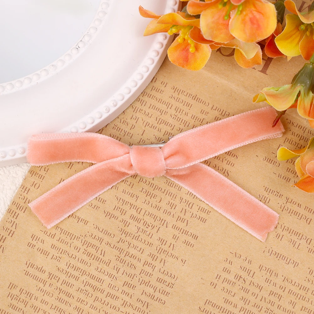 Horquilla de cinta con lazo de terciopelo para niña, Retro, Lolita, bonita pinza para el pelo pequeña, pasadores, accesorios para la cabeza para mujer: XS / Lavanda