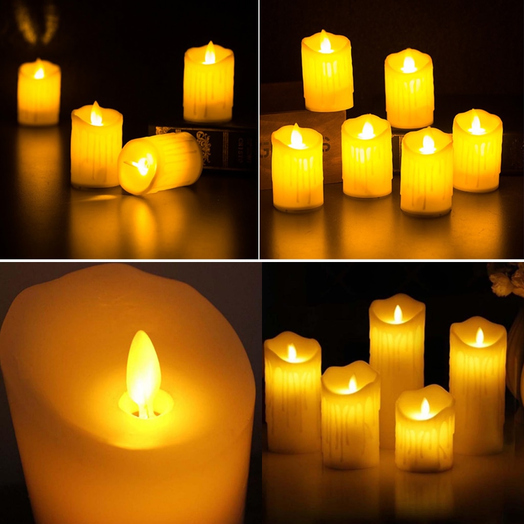 6 stücke Schwingen Tropfte Wachs ziehen um Tanzen Flamme LED verjüngen Kerze Hause Hochzeit Weihnachten Bar Partei Kirche Dekor